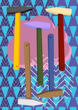 Hammer geometrical graphic retro theme background. Minimal geometric elemen.. Stock Illustration