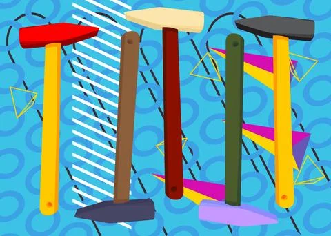 Hammer geometrical graphic retro theme background. Minimal geometric elemen.. Stock Illustration