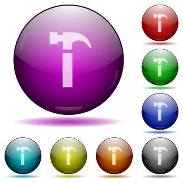 Hammer glass sphere buttons Illustrazione stock