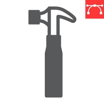 Hammer glyph icon Stock Illustration