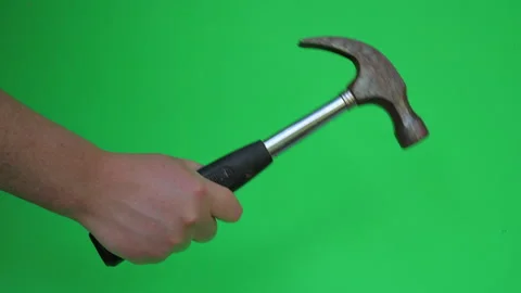 Hammer A on Green Screen Chroma Key Continuous Sequence Pt1 of 2 Stock Footage 241043144