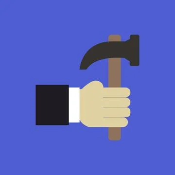 Hammer in hand illustrated on background イラスト素材