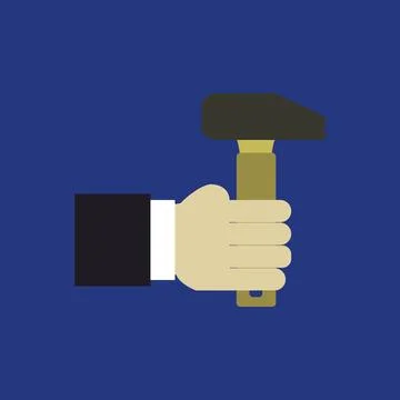 Hammer in hand illustrated on background Stock Illustration