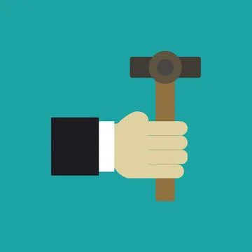 Hammer in hand illustrated on background Stock Illustration