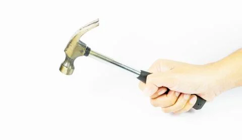 Hammer in hand isolated Stock Photos
