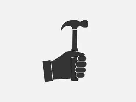 Hammer, hand, tool icon. Vector illustration, flat design. Stock Illustration