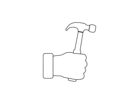 Hammer, hand, tool icon. Vector illustration, flat design. Stock Illustration