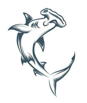 Hammer Head Shark Engraving Vector Illustration Stock Illustration