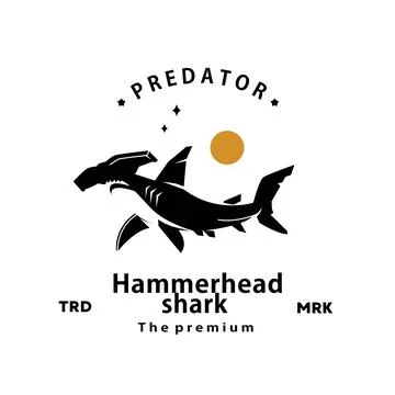 Hammer head shark logo vector outline silhouette art icon Stock Illustration