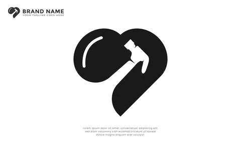 Hammer heart logo Stock-Illustration