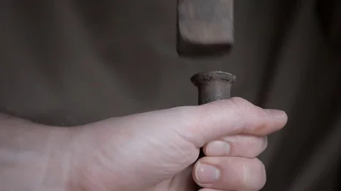The hammer hits the chisel. Close up Stock Footage 75368909