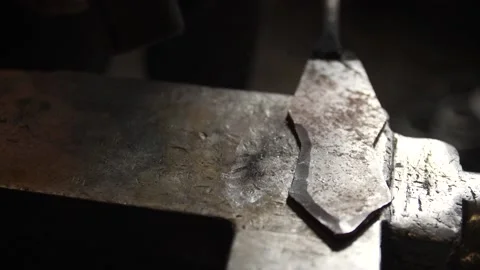 Hammer Hits the Iron Stock Footage 134206012