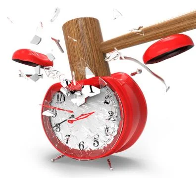 Hammer hitting an alarm clock. Stock Illustration