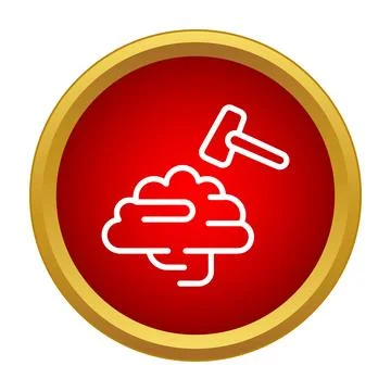 Hammer hitting brain icon representing mental research 库存插图