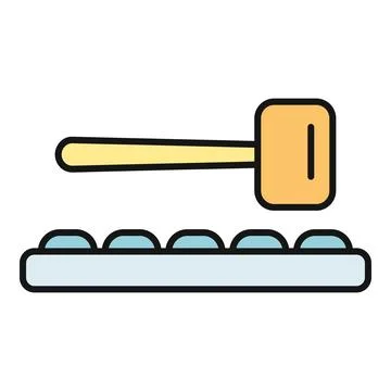 Hammer hitting object icon illustrating work and repair Stock Illustration