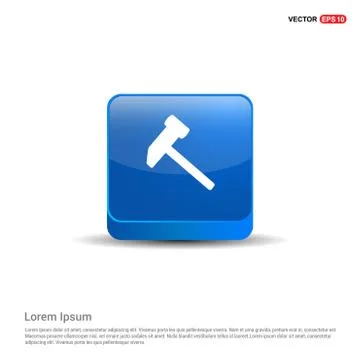 Hammer Icon - 3d Blue Button Stock Illustration