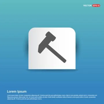 Hammer Icon - Blue Sticker button Stock Illustration