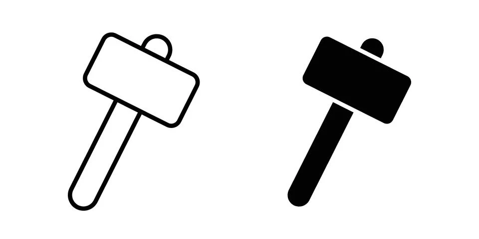 Hammer icon bundle for website design projects Stock Illustration