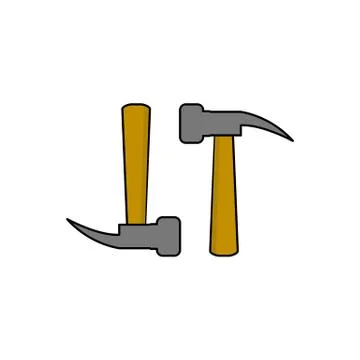 Hammer icon, flat design hammer illustration Illustrazione stock