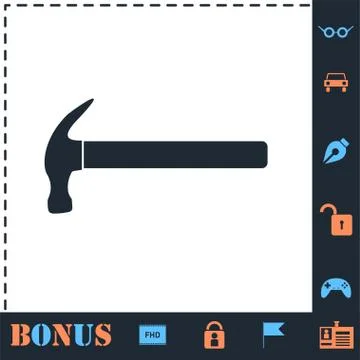 Hammer icon flat Stock Illustration