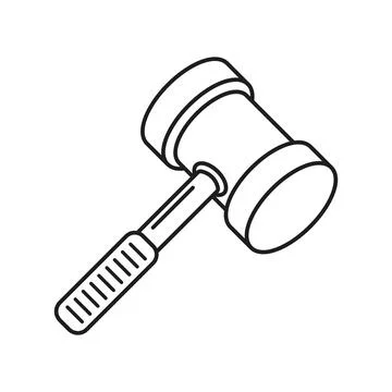 Hammer icon in flat outline stroke style. Mallet vector illustration on iso.. Stock Illustration