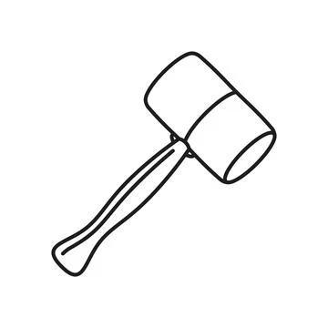 Hammer icon in flat outline stroke style. Mallet vector illustration on iso.. Stockillustratie