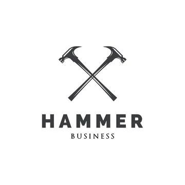 Hammer Icon Logo Design Template Stock Illustration