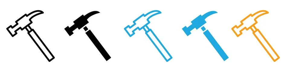 Hammer icon logo set vector Illustration