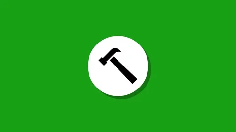 Hammer icon motion graphics with green background and shadow effect Stock Footage 327762934