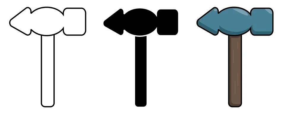 Hammer icon set. Isolated vector illustration Stock Illustration