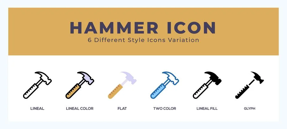 Hammer icon set pack vector illustration. 스톡 일러스트