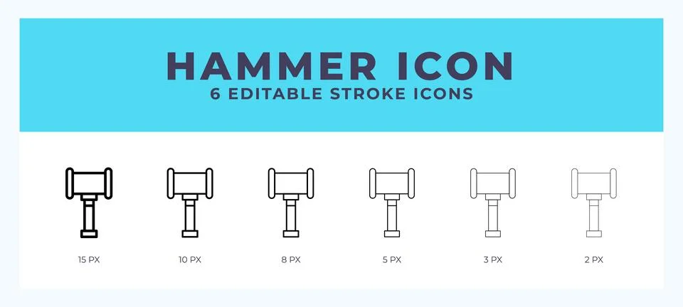 Hammer icon symbol. Isolated. Vector illustration with editable stroke. Stock Illustration