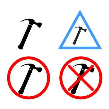 Hammer Icon with Variations Stock Illustration