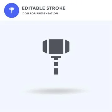 Hammer icon vector, filled flat sign, solid pictogram isolated on white, logo Illustration
