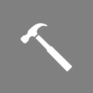 Hammer icon. Vector illustration, flat design. On grey background. Stock Illustration