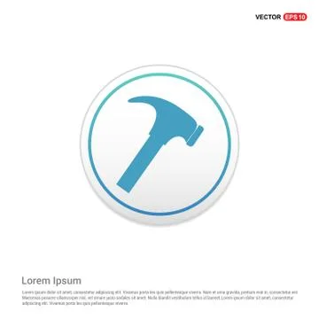 Hammer Icon - white circle button Stock Illustration