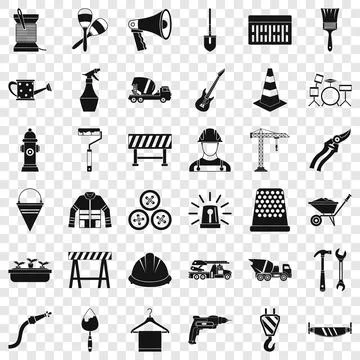 Hammer icons set, simple style Stock Illustration