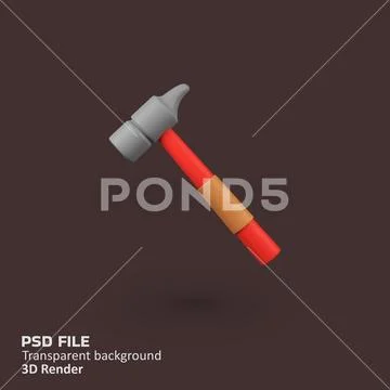 Hammer isolated 3d render icon illustration PSD Template