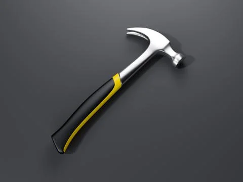 Hammer isolated on dark background. 3d rendering Stock Illustration