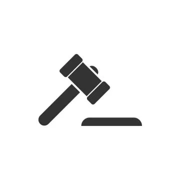 Hammer judge icon flat Stock Illustration