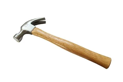 Hammer with Light Brown Wooden Handle with White Background Stock Photos