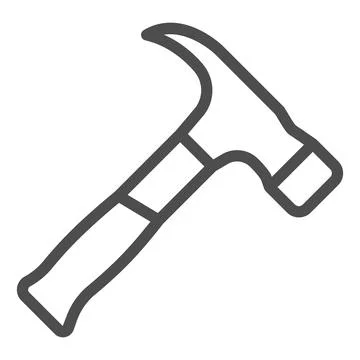 Hammer line icon, construction tools concept, mallet vector sign on white Illustrazione stock