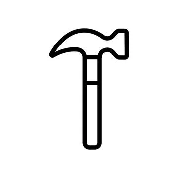 Hammer line icon isolated on white background. Black flat thin icon on mode.. Stock Illustration