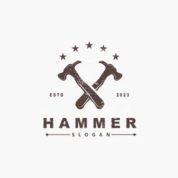 Hammer Logo, Builder Tools Inspiration Design, Vector Vintage Carpentry And.. Stock Illustration