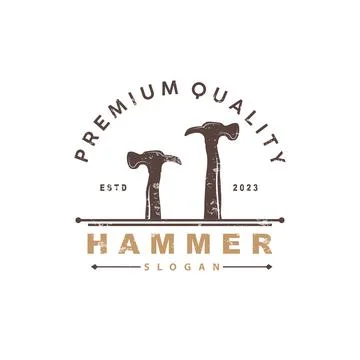 Hammer Logo, Builder Tools Inspiration Design, Vector Vintage Carpentry And.. Ilustración de archivo