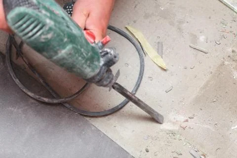 Hammer mason work floor tool Stock Photos