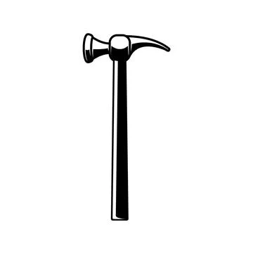Hammer in monochrome style. Design element for emblem, sign, badge, logo. V.. Illustrazione stock
