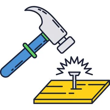 Hammer nail vector icon carpenter tool isolated Stock Illustration