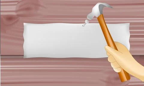 Hammer a nail into a wall Stock Illustration