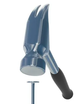 Hammer in nails. Isolated 3D image Stock Illustration